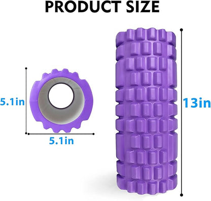 Foam Roller for Deep Tissue Massager for Muscle and Myofascial Trigger Point Release, 13" High Density Exercise Patented Roller for Trigger Point, Yoga, Body Stretching - Purple