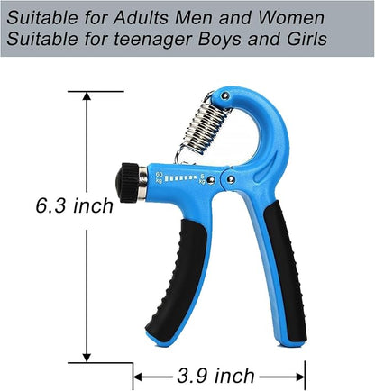 Grip Strengthener 5-60kg Rubber Handle Adjustable Stretcher Hand Trainer Forearm Finger Wrist Gripper Exerciser Squeezer Workout 1 Pack