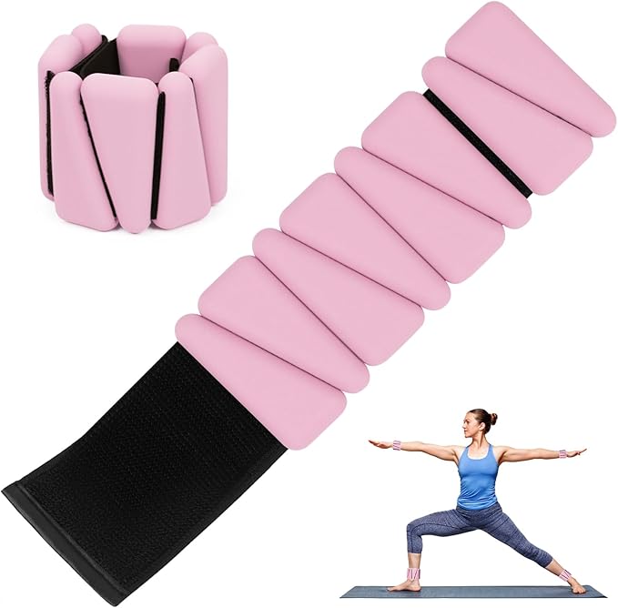 Adjustable Wrist Weights Set of 2, Silicone Weight Bracelets (1Lbs Each) Fits for Women & Men, Wearable Ankle & Wrist Weights, Suitable for Yoga, Pilates, Dance, Pool Exercises, Jogging