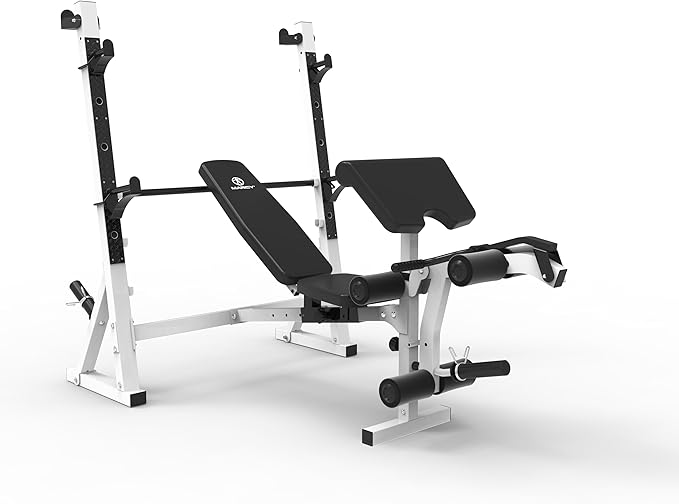 Marcy Olympic Weight Bench with Preacher Curl Pad and Leg Developer for Full-Body Workout