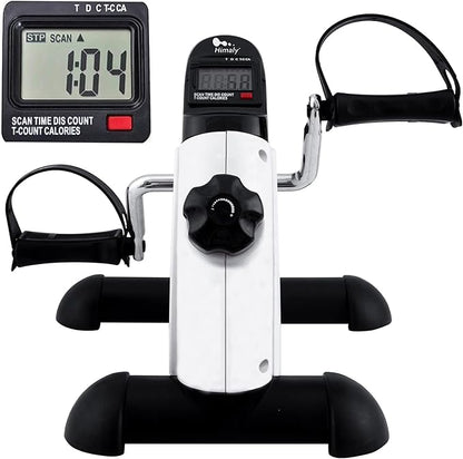 Mini Exercise Bike, himaly Under Desk Bike Pedal Exerciser Portable Foot Cycle Arm & Leg Peddler Machine with LCD Screen Displays