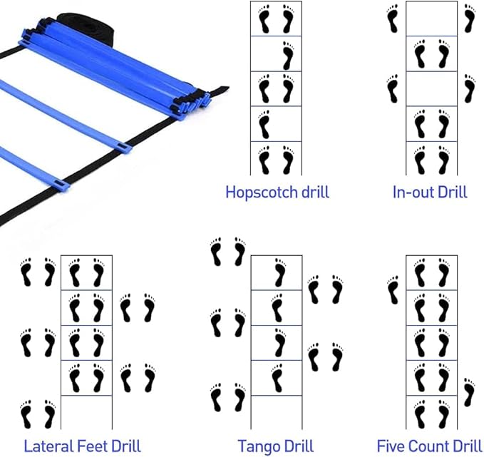 Speed & Agility Ladder Training Equipment Set 12 Rung 20ft Agility 4 Agility Hurdles,12 Disc 1 Resistance