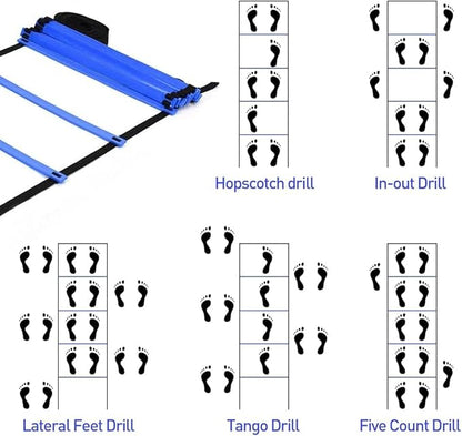 Speed & Agility Ladder Training Equipment Set 12 Rung 20ft Agility 4 Agility Hurdles,12 Disc 1 Resistance