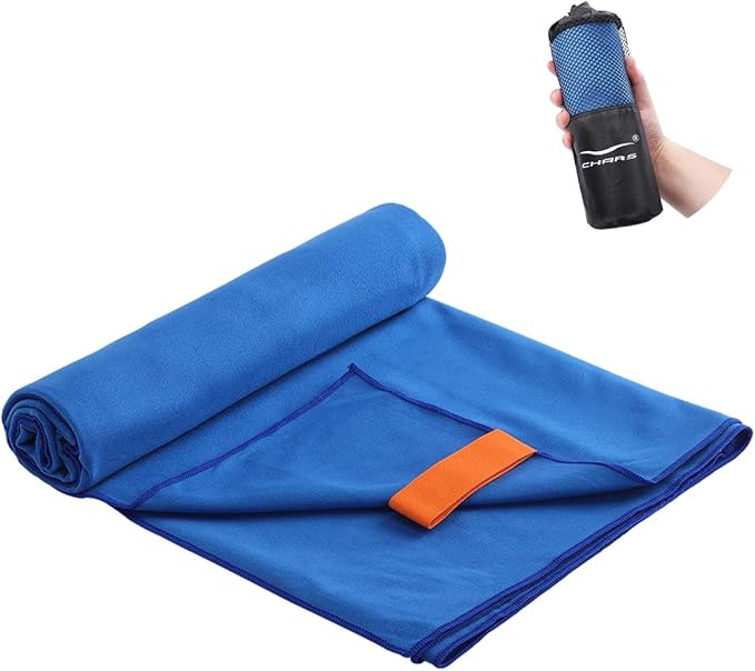 CHARS Camping Towels Microfiber Sand Free Beach Towel (30" x 63") with a Carrying Bag Ultra Compact Quick Drying Sports Towel for Kids, Teens, Adults, Travel, Gym, Pool, Yoga, Swimming and Picnic