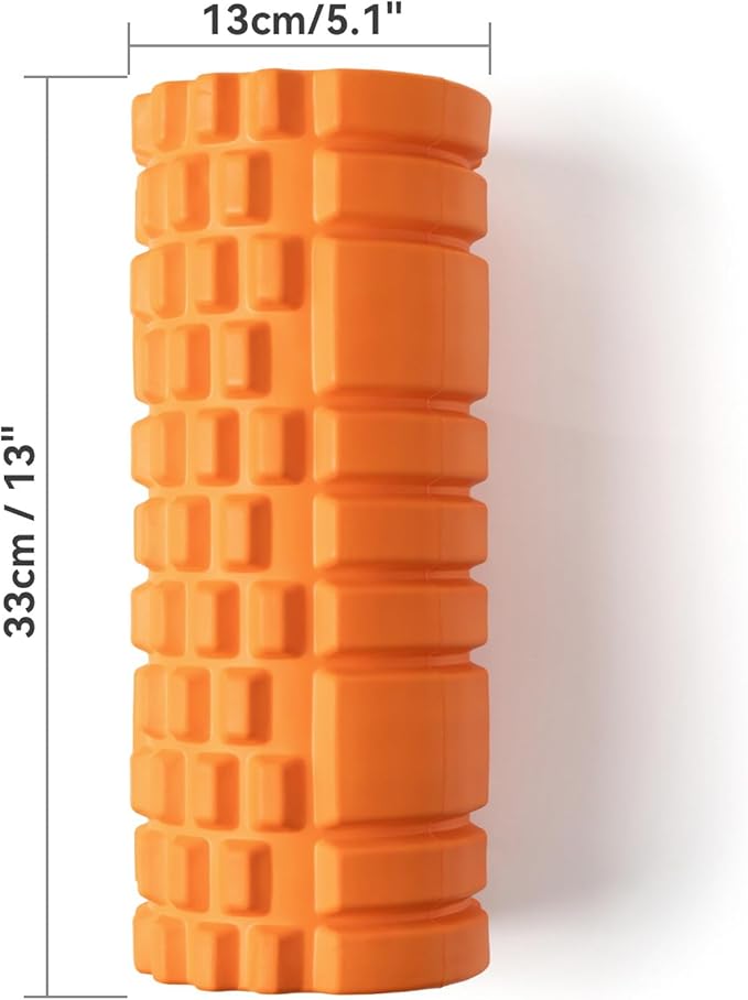 Foam Roller High Density 13" Patented Exercise Roller for Deep Tissue Muscle Massage, Muscle Massage and Myofascial Trigger Point Release, Relieves Muscle Pain, Improves Mobility (Orange)