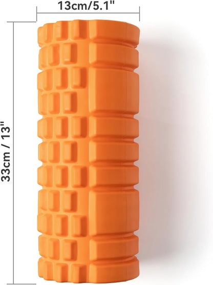 Foam Roller High Density 13" Patented Exercise Roller for Deep Tissue Muscle Massage, Muscle Massage and Myofascial Trigger Point Release, Relieves Muscle Pain, Improves Mobility (Orange)