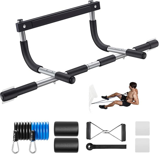 Ally Peaks Pull Up Bar for Doorway | Thickened Steel Max Limit 440 lbs Upper Body Fitness Workout Bar| Multi-Grip Strength for Doorway | Indoor Chin-Up Bar Fitness Trainer for Home Gym Portable