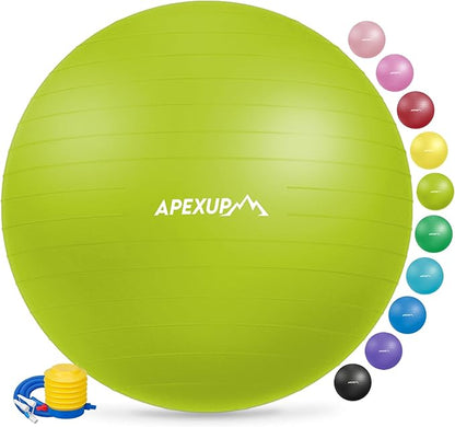 APEXUP Yoga Ball Exercise Ball, Pilates Ball, Anti Slip Stability Ball, Heavy Duty Gym Ball for Fitness, Balance, Core Workout, Physical Therapy