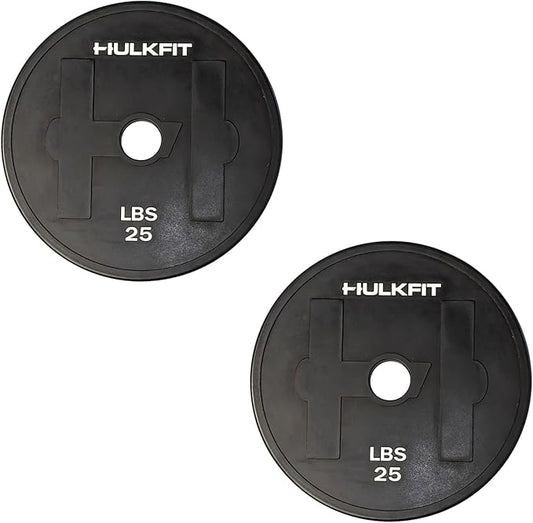 HulkFit Adjustable Rubber Coated Steel Dumbbell Weight Change (25lbs, Pair)