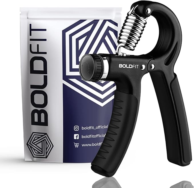 Boldfit Adjustable Hand Grip Strengthener, Hand Gripper for Men & Women for Gym Workout Hand Exercise Equipment to Use in Home for Forearm Exercise, Finger Exercise Power Gripper (5-40 Kg) Black