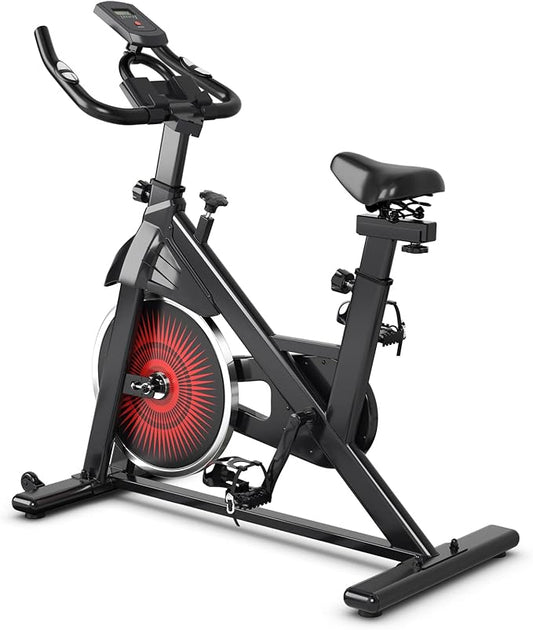 Indoor Cycling Bike, Exercise Bike w/Resistance Adjustment, Stationary Fitness Machine w/Comfortable Seat Cushion, Silent Belt Drive, Phone Holder, Fitness Training Bike for Home Gym