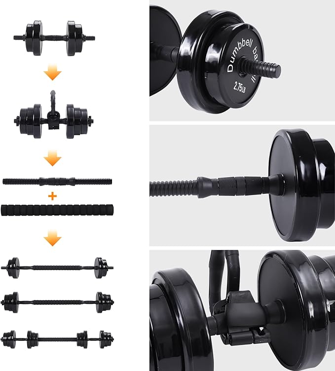 Nice C Weights, Dumbbell Set, Kettlebells, Adjustable Dumbbells, Barbell Weight Set, 20-40-50-70LB 3-in-1 set, Non-Slip, All-purpose