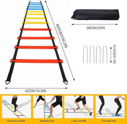 Football Speed Agility Training Set Agility Ladder 12 Sports Cones and Football Kick Trainer Football Training Equipment Footwork Drills for Kids and Adults