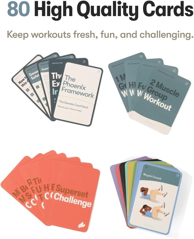 Bodyweight Transformation Journal and Elevate Exercise Cards. Complete Fitness System with Effective Bodyweight Exercises in a Card Deck. No Equipment Needed. #1 At home Fitness Journal/Fitness Planner for Women & Men.