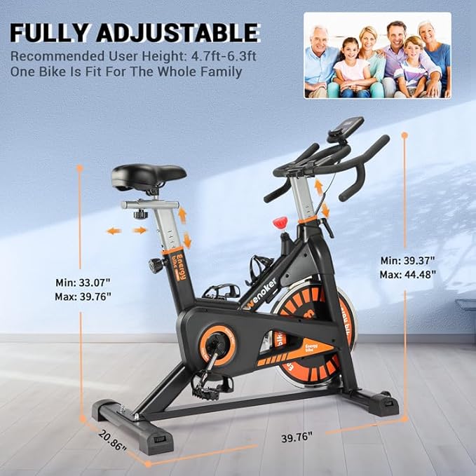 Exercise Bike, WENOKER Indoor Cycling Bike/Stationary Bike for Home, Indoor Bike with Silent Belt Drive, Heavy Flywheel and LCD Monitor for Home Gym Cardio Workout Training