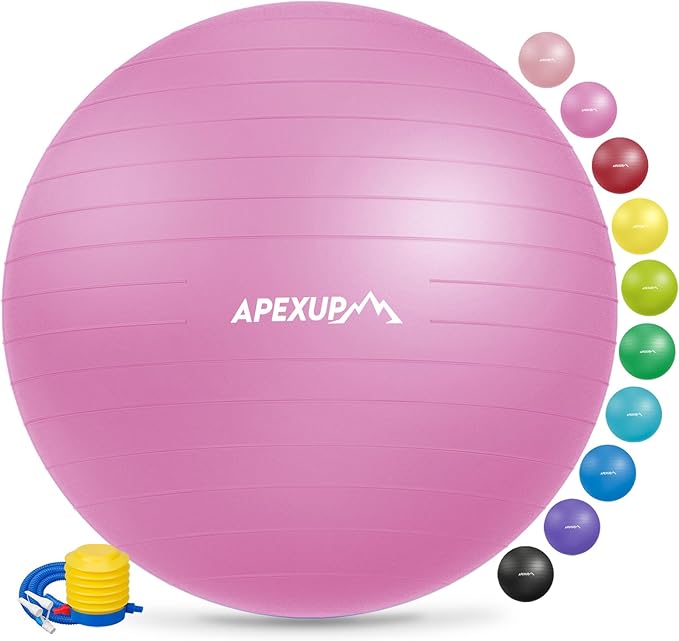 APEXUP Yoga Ball Exercise Ball, Pilates Ball, Anti Slip Stability Ball, Heavy Duty Gym Ball for Fitness, Balance, Core Workout, Physical Therapy