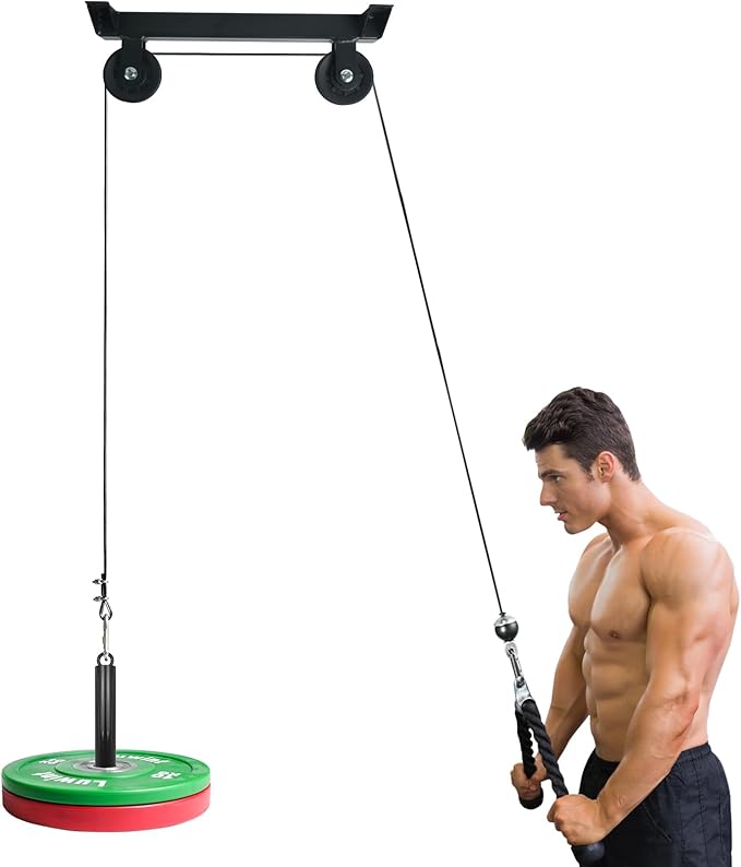 Luwint Ceiling Mount Fitness Pulley System, LAT Pulldown Attachments for DIY Home Gym Garage