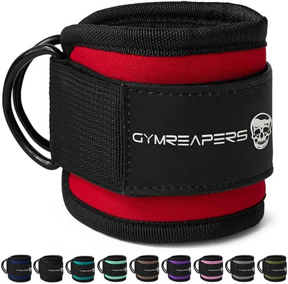 Gymreapers Ankle Straps (Pair) For Cable Machine Kickbacks, Glute Workouts, Lower Body Exercises - Adjustable Leg Straps with Neoprene Padding