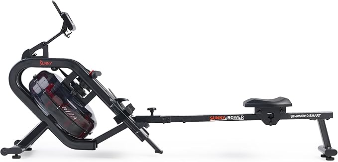 Sunny Health & Fitness Magnetic Rowing Machine with 53.4" Extended Slide Rail, Full-Body Workout, Low-Impact, Ergonomic Full Motion or Premium Water Motion and Optional Exclusive SunnyFit App