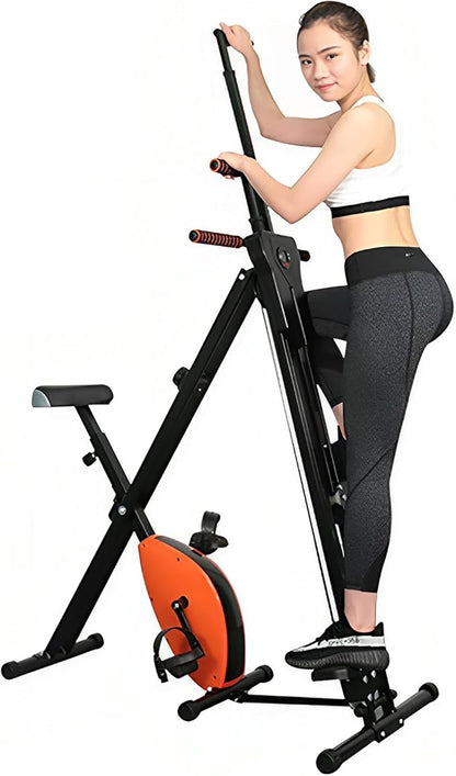 Vertical Climber & Exercise Bike 2-in-1 Home Gym, 4-Level Height Adjustable Vertical Climber Exercise Machine, 8-Level Magnetic Resistance Exercise Bike