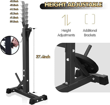 Bench Press, CANPA Olympic Weight Bench with Squat Rack Workout Bench Adjustable Barbell Rack Stand Strength Training Home Gym Multi-Function