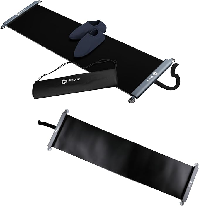 Lifepro Exercise Slide Board for Working Out - Exercise Sliding Board Mat With for Endurance & Strength Building Exercises - Hockey and Skating Slideboard Workout Exercise Equipment with Booties