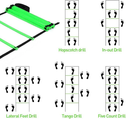 Speed & Agility Ladder Training Equipment Set 12 Rung 20ft Agility 4 Agility Hurdles,12 Disc 1 Resistance