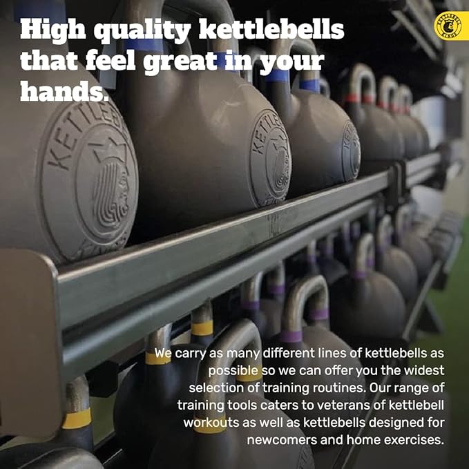 Kettlebell Kings Powder Coated Kettlebell Weights 5-90 LB | Workout Gym Equipment & Strength training sets for Women & Men | Durable Coating for Grip Strength, Rust Prevention