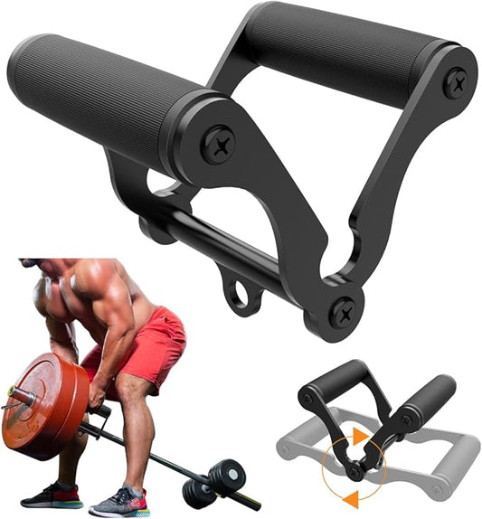 V Bar T-Bar Row Landmine Handle Attachment for Barbell Bars, Solid Mine Double D Row Handle Grips with Non-Slip Rubber Grips, T-Row Attachment for Olympic Strength Training Bars.