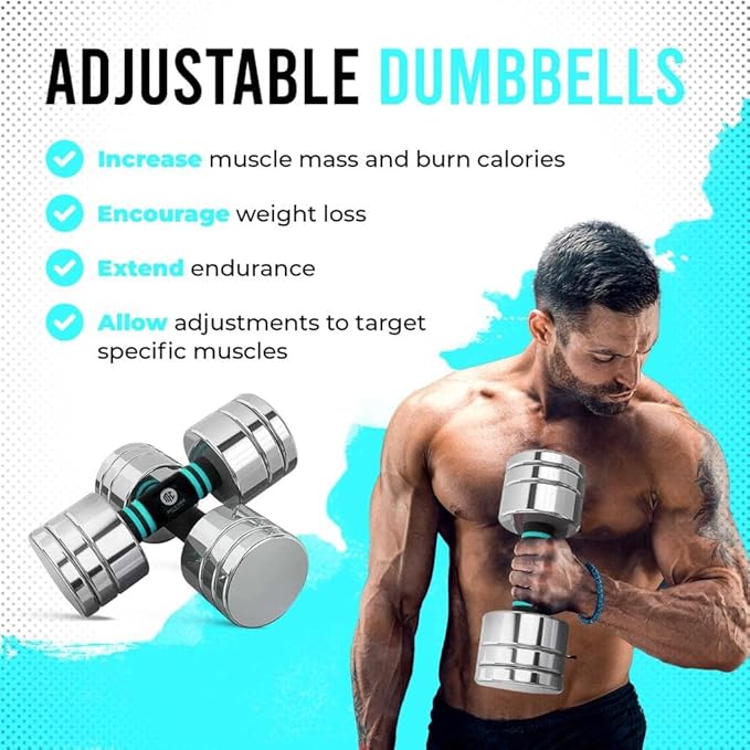 Mc-Core Products Blue McCore Adjustable dumbbell set - 11 22 Lbs dumbbells, weights for home or office use, Portable sets, Soft Grip Weight comfort, dumbbells set | Blue Dumb bells