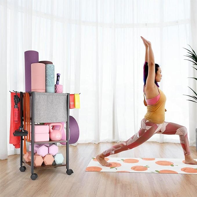 Yoga Mat Storage Rack Home Gym Equipment Workout Equipment Organizer Yoga Mat Holder for Dumbbell,Kettlebell and More Gym Accessories Gym Essentials Women Men Fitness Exercise Equipment Organization