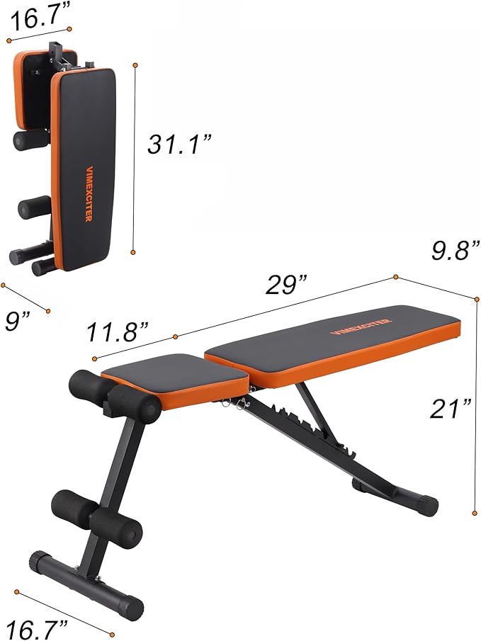 Weight Bench for Home Gym, Adjustable Workout Bench, Foldable Strength Training Bench, Incline Flat Decline Sit Up Bench for Full Body Workout with Fast Folding