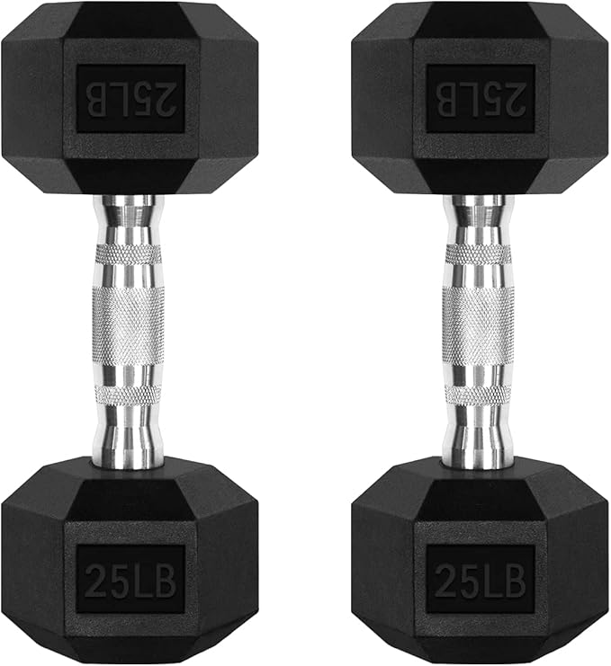 RitFit 5-300LBS Rubber Encased Hex Dumbbell Sets with Optional Rack for Home Gym, Coated Hand Weights for Strength Training, Workouts