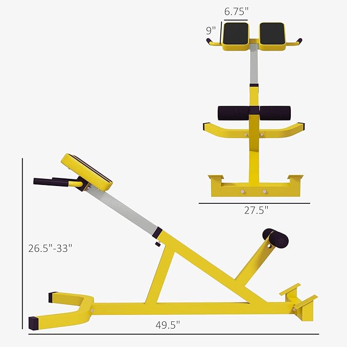 Soozier Roman Chair Back Extension Machine, Height Adjustable Hyperextension Bench with Dip Bars, Multi-Functional for Back, Core, Arms and Whole-Body Training