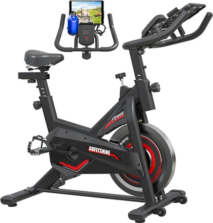 Exercise Bikes Stationary,Exercise Bike for Home Indoor Cycling Bike for Home Cardio Gym,Workout Bike with pad Mount & LCD Monitor,Silent Belt Drive