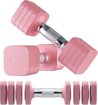 Adjustable Dumbbell Set of 2, 4 in 1 Fast Adjustable Free Weight Set, 11lb Dumbbells Set of 2, Each 4.4lb 6.6lb 8.8lb 11lb for Women & Men Exercise Fitness for Home Gym, Also Can Be Used Push Up Bar