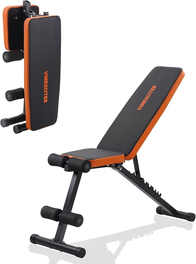 Weight Bench for Home Gym, Adjustable Workout Bench, Foldable Strength Training Bench, Incline Flat Decline Sit Up Bench for Full Body Workout with Fast Folding