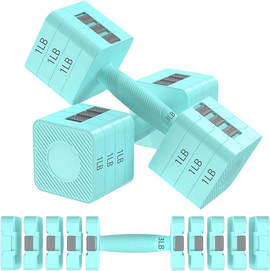 Adjustable Dumbbells Set of 2 5 Levels 3lb, 5lb, 5lb, 7lb, 7lb, 9lb, 9lb, 11lb, 11lb, Adjustable