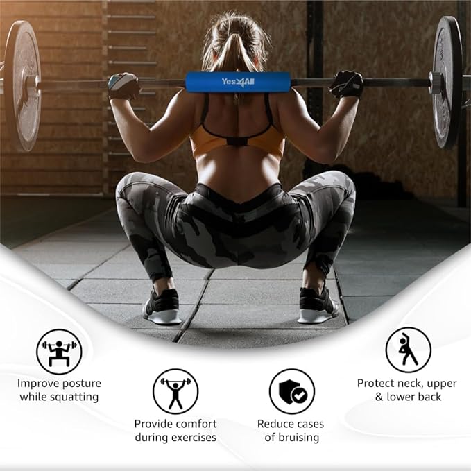 Yes4All Barbell Thick Foam Nylon Pad, Neck Shoulder Protective Pad For Lunges, Squats And Hip Thrust Fit Standard Olympic Bar