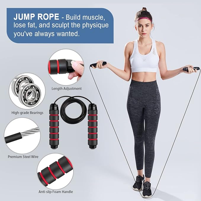 Ab Roller Wheel, 10-In-1 Ab Exercise Wheels Kit with Resistance Bands, Knee Mat, Jump Rope, Push-Up Bar - Home Gym Equipment for Men Women Core Strength & Abdominal Exercise