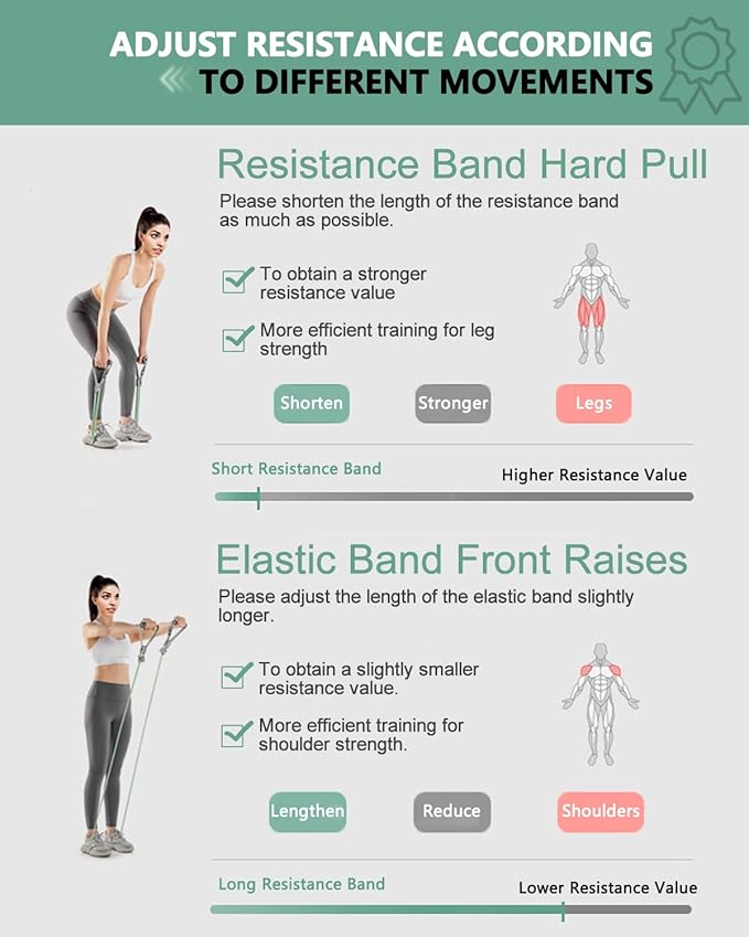 Resistance Bands with Handles, Provides 8-32 LBS (4-16 KG) of Adjustable Exercise Bands for Physical Therapy, Working Out, Rubber Stretch Bands for Exercise, Workout Bands Resistance for Women Men