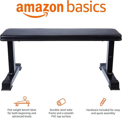 Amazon Basics Flat Weight Bench, Black