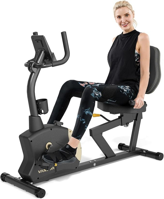 VANSWE Recumbent Exercise Bike for Adults Seniors - Recumbent Bikes for Home with Magnetic Resistance, Bluetooth and App Connectivity, Pulse Sensor