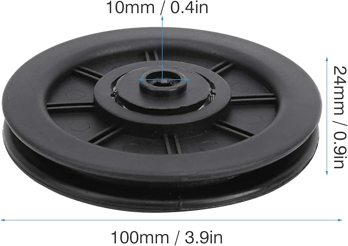 Keenso 10Pcs/Set 100mm Nylon Bearing Pulley Wheel, U Groove Roller Wheelfor Gym Fitness Equipment Combination Fitness Products