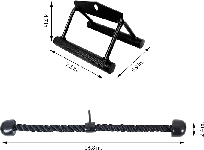 Signature Fitness Tricep Press Down Cable Attachment, LAT Pulldown Attachment, Weight Machine Accessories, V Handle with Rotation, Tricep Rope, Rotating Bar, V-Shaped Bar, Multiple Options