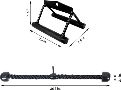 Signature Fitness Tricep Press Down Cable Attachment, LAT Pulldown Attachment, Weight Machine Accessories, V Handle with Rotation, Tricep Rope, Rotating Bar, V-Shaped Bar, Multiple Options