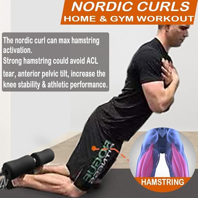 Nordic Hamstring Curl Strap, Portable Body Stretching Accessories, Adjustable Curl Strap Home Fitness Equipment, Strength Training for Nordic Curl, Hamstring Curls, Spanish Squats, Ab Workout