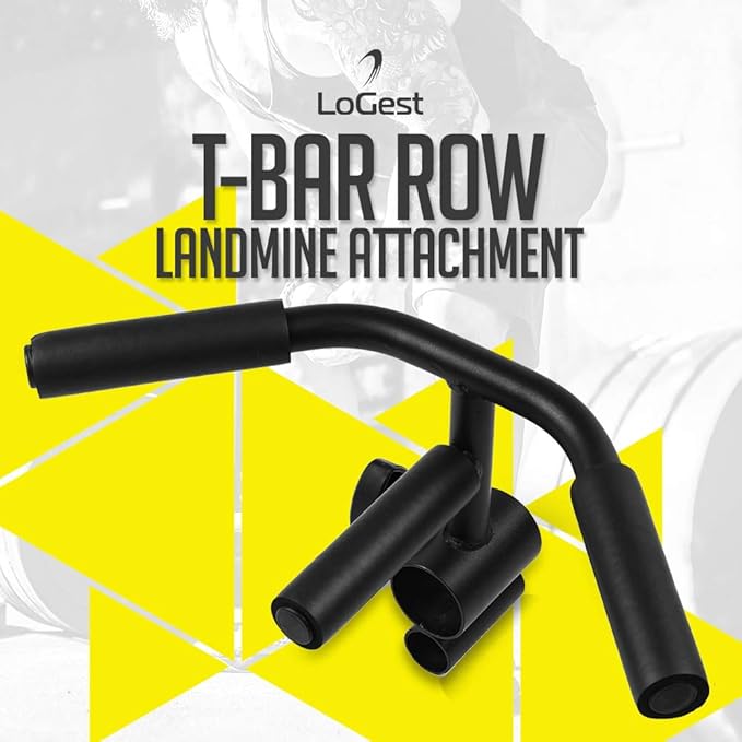 LoGest T Bar Row Landmine Attachment - Lightweight Weightlifting Landmine Handle Fits Standard or Olympic Barbell for Deadlifts Squats Pull Ups Strengthens Back and Core Muscles T Bar Row Attachment