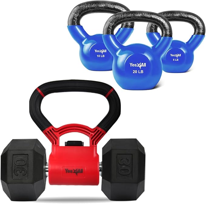 Yes4All Kettlebells Grip, Dumbbell Grip Handle, Convert Dumbbells into Kettlebell for Home Gym, Kettlebell for Weights Plate