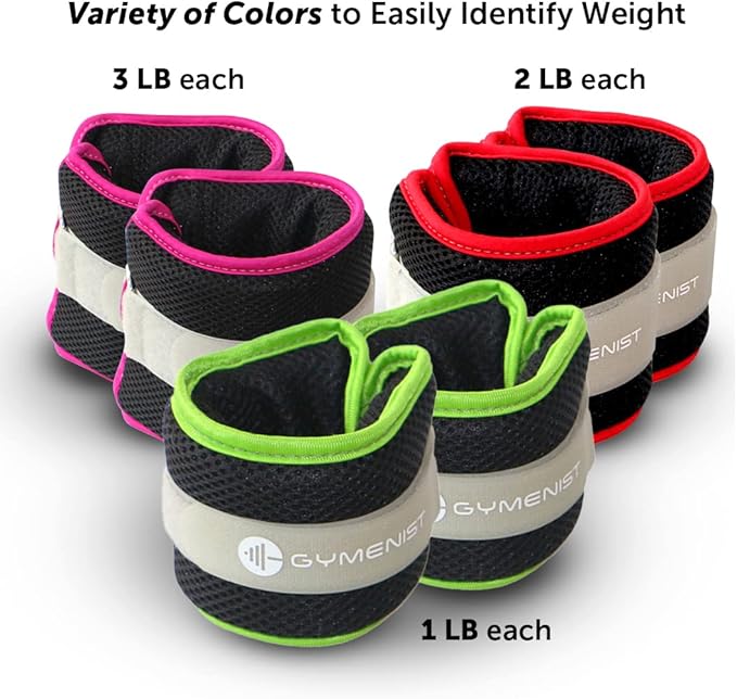 Gymenist Water Proof Ankle Weights With Adjustable Strap Great For Swimming And All Water Sports Activities